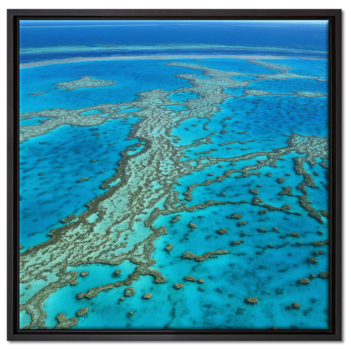 Wunderschöne Ozean Riffe auf Leinwandbild Quadratisch gerahmt Größe 60x60