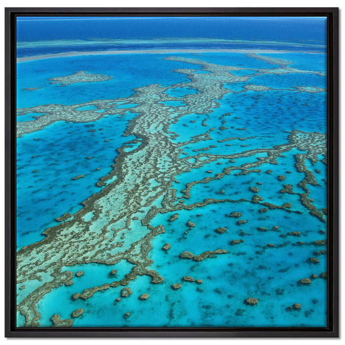 Wunderschöne Ozean Riffe auf Leinwandbild Quadratisch gerahmt Größe 70x70