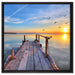 Steg mit Möwen bei Sonnenuntergang auf Leinwandbild Quadratisch gerahmt Größe 60x60