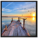 Steg mit Möwen bei Sonnenuntergang auf Leinwandbild Quadratisch gerahmt Größe 70x70