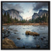Seichter Fluss im Herbst auf Leinwandbild Quadratisch gerahmt Größe 70x70