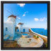 Windmühlen im Mittelmeer auf Leinwandbild Quadratisch gerahmt Größe 40x40