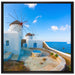 Windmühlen im Mittelmeer auf Leinwandbild Quadratisch gerahmt Größe 70x70