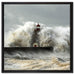 Leuchtturm im Sturm auf Leinwandbild Quadratisch gerahmt Größe 60x60