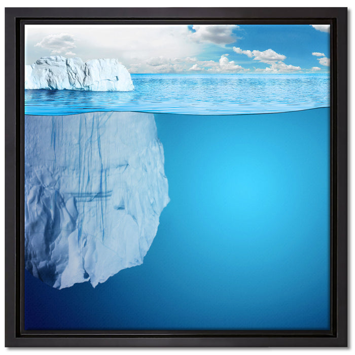 Riesiger Eisberg unter Wasser auf Leinwandbild Quadratisch gerahmt Größe 40x40