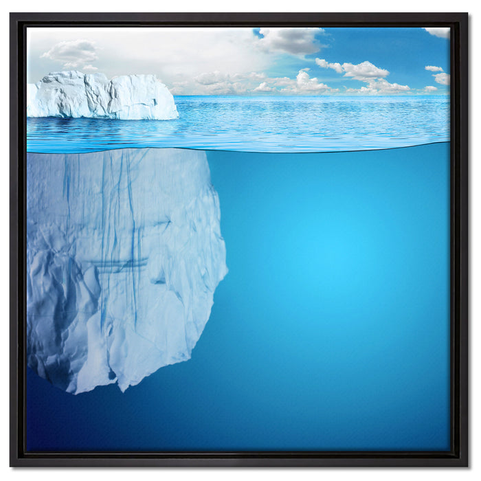 Riesiger Eisberg unter Wasser auf Leinwandbild Quadratisch gerahmt Größe 60x60