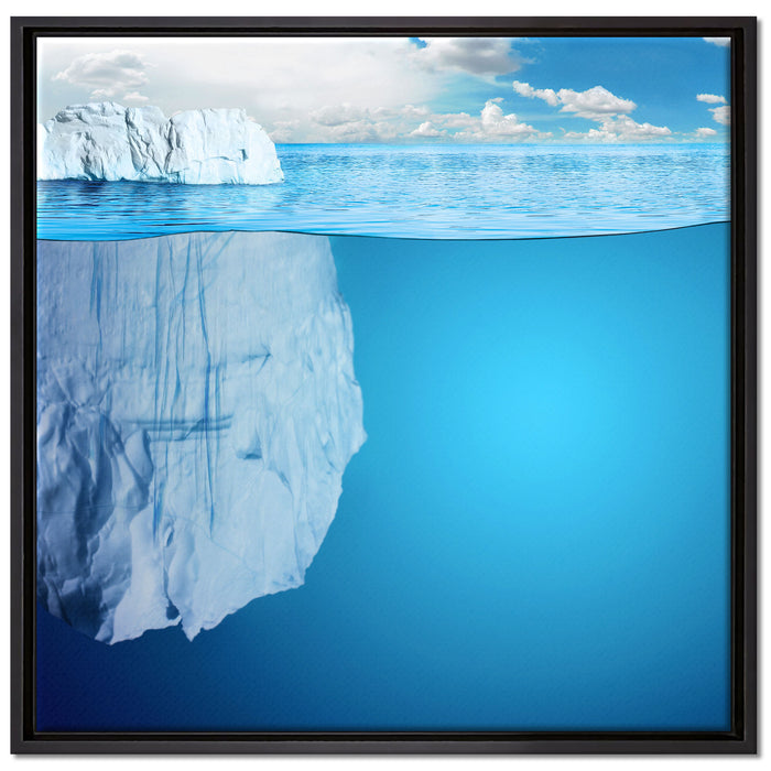 Riesiger Eisberg unter Wasser auf Leinwandbild Quadratisch gerahmt Größe 70x70