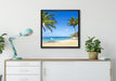 Wunderschöner Strand mit Palmen auf Leinwandbild gerahmt Quadratisch verschiedene Größen im Wohnzimmer