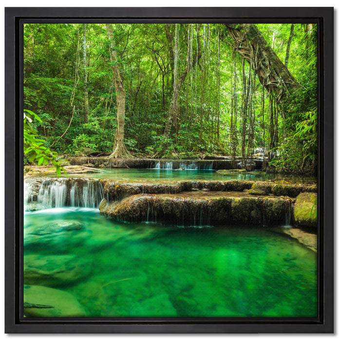 Tropischer Fluss auf Leinwandbild Quadratisch gerahmt Größe 40x40