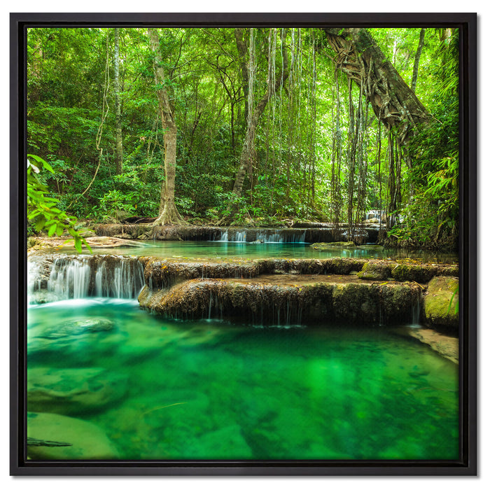 Tropischer Fluss auf Leinwandbild Quadratisch gerahmt Größe 60x60
