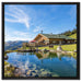 Schönes Haus in den Alpen auf Leinwandbild Quadratisch gerahmt Größe 60x60