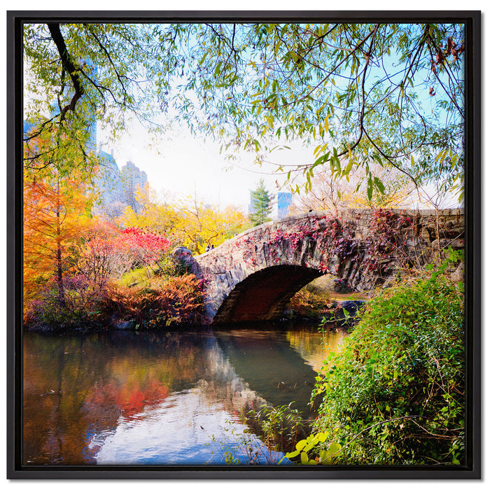 Brücke im Central Park auf Leinwandbild Quadratisch gerahmt Größe 70x70