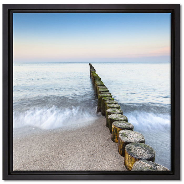 Baumstümpfe die ins Meer führen auf Leinwandbild Quadratisch gerahmt Größe 40x40