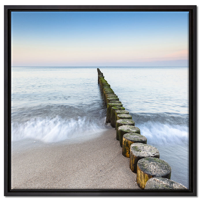 Baumstümpfe die ins Meer führen auf Leinwandbild Quadratisch gerahmt Größe 60x60