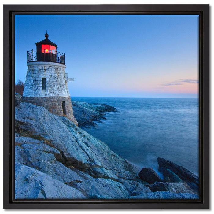 Kleiner dicker Leuchtturm auf Leinwandbild Quadratisch gerahmt Größe 40x40