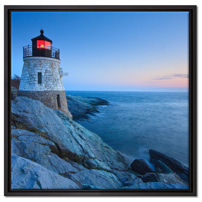 Kleiner dicker Leuchtturm auf Leinwandbild Quadratisch gerahmt Größe 60x60