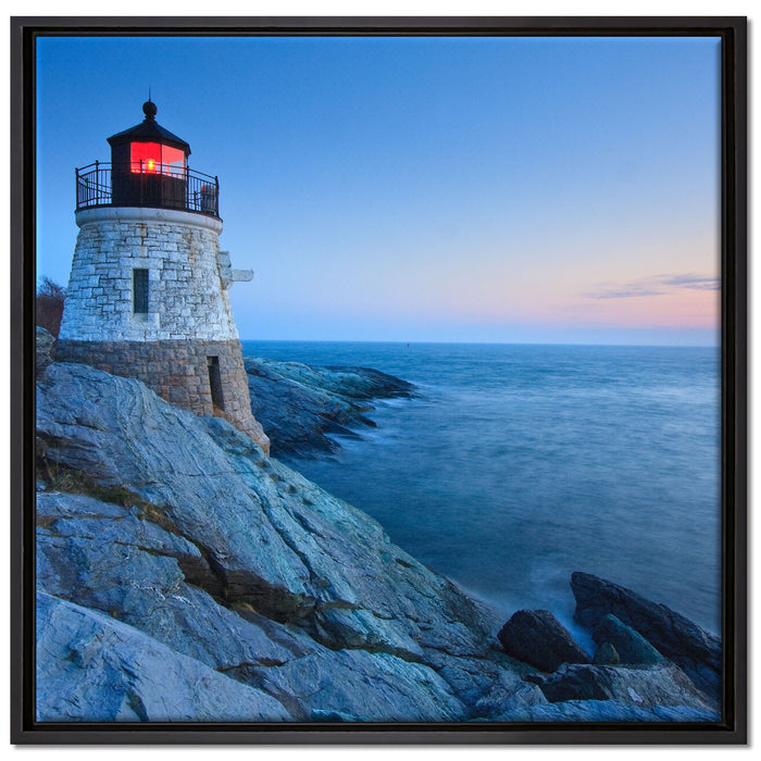 Kleiner dicker Leuchtturm auf Leinwandbild Quadratisch gerahmt Größe 70x70