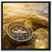 Kompass auf Steinen Reiselust auf Leinwandbild Quadratisch gerahmt Größe 60x60