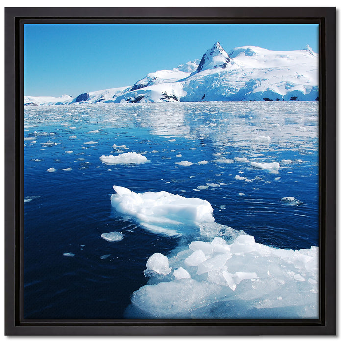 Eisbrocken im Meer auf Leinwandbild Quadratisch gerahmt Größe 40x40