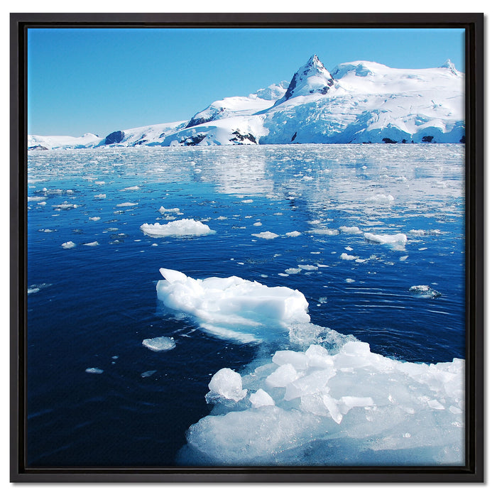Eisbrocken im Meer auf Leinwandbild Quadratisch gerahmt Größe 60x60