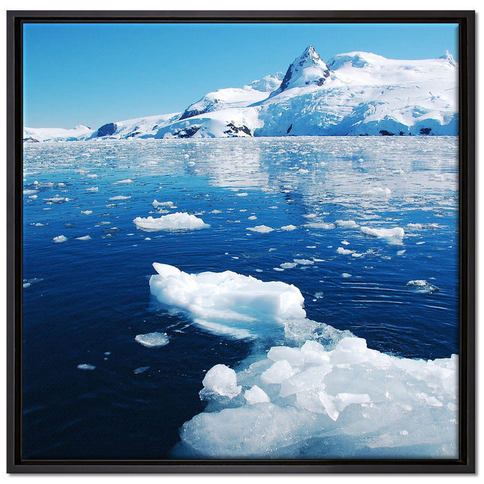 Eisbrocken im Meer auf Leinwandbild Quadratisch gerahmt Größe 70x70