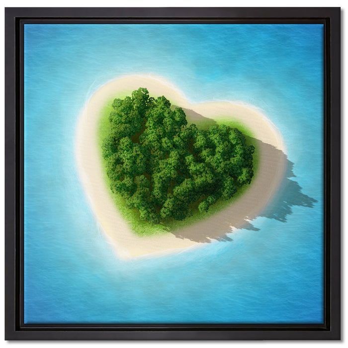 Herzförmige Insel auf Leinwandbild Quadratisch gerahmt Größe 40x40