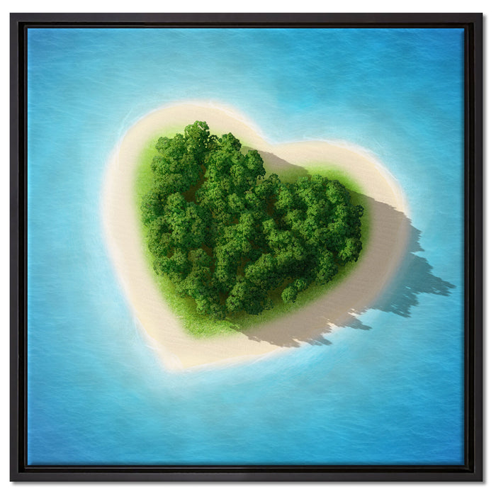 Herzförmige Insel auf Leinwandbild Quadratisch gerahmt Größe 60x60