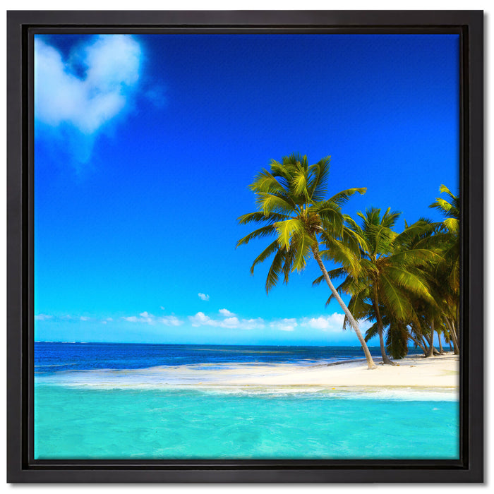 Herz aus Wolken über dem Meer auf Leinwandbild Quadratisch gerahmt Größe 40x40