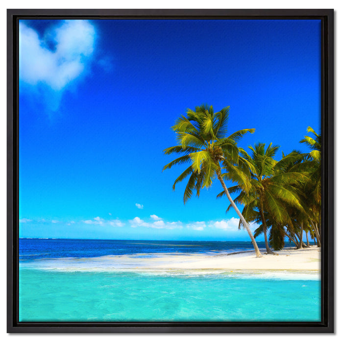 Herz aus Wolken über dem Meer auf Leinwandbild Quadratisch gerahmt Größe 60x60