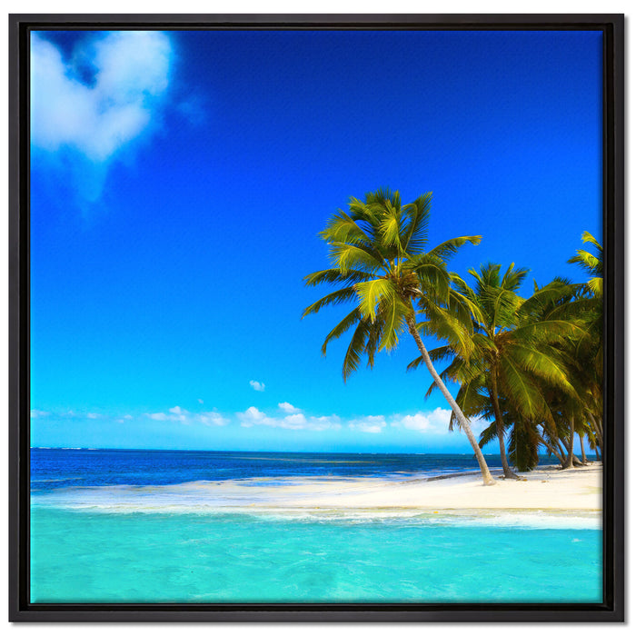 Herz aus Wolken über dem Meer auf Leinwandbild Quadratisch gerahmt Größe 70x70