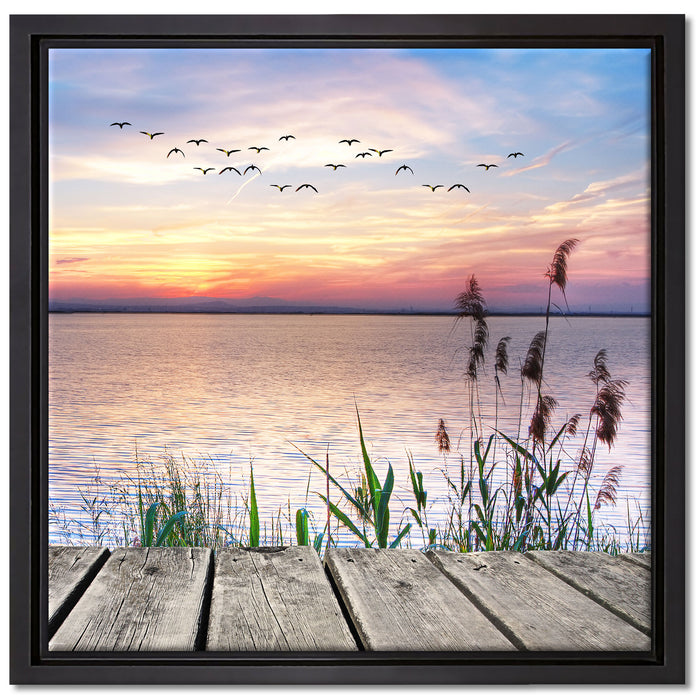 Steg mit Ausblick aufs Meer auf Leinwandbild Quadratisch gerahmt Größe 40x40