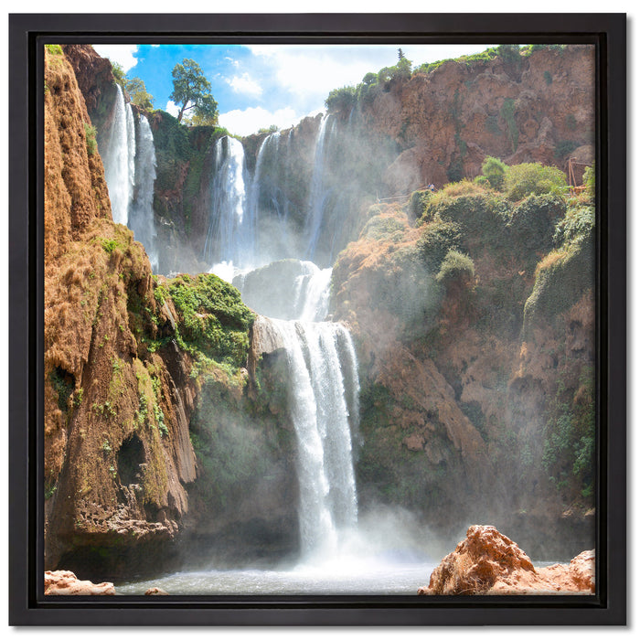 Spektakulärer Wasserfall auf Leinwandbild Quadratisch gerahmt Größe 40x40