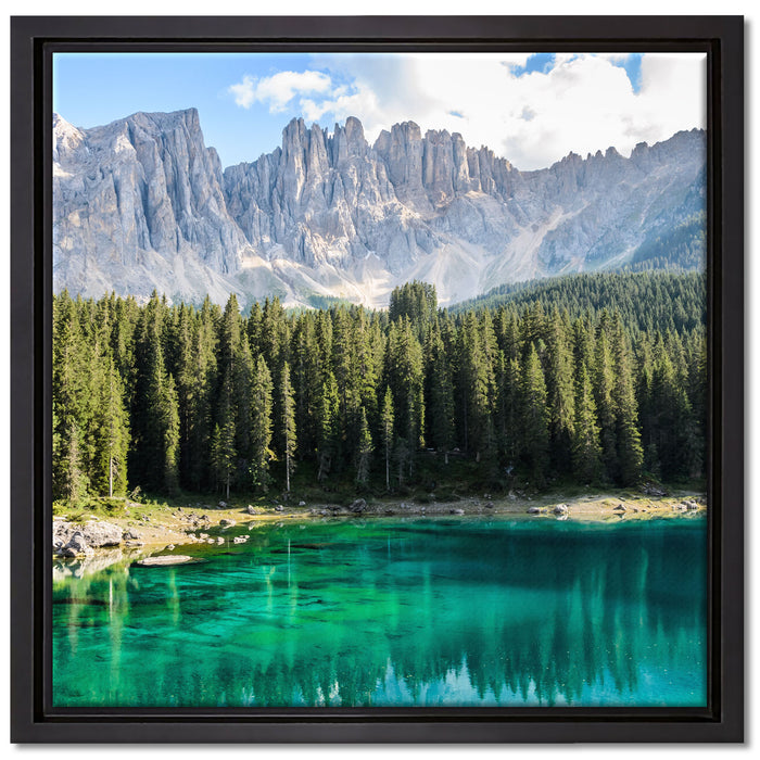 Wunderschöner klarer Bergsee auf Leinwandbild Quadratisch gerahmt Größe 40x40