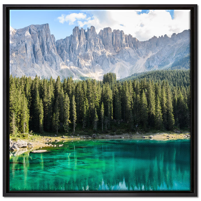 Wunderschöner klarer Bergsee auf Leinwandbild Quadratisch gerahmt Größe 70x70
