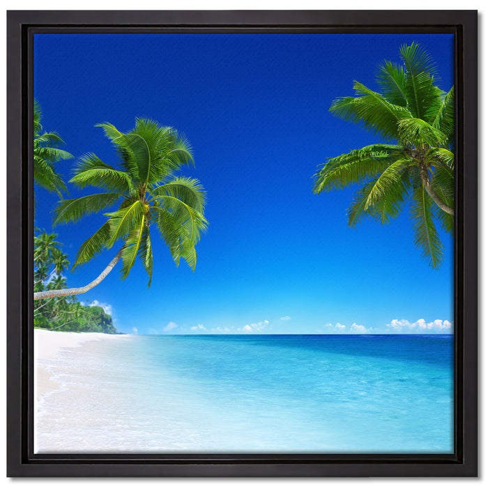 Palmen über dem Meer auf Leinwandbild Quadratisch gerahmt Größe 40x40