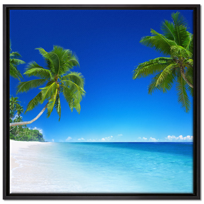 Palmen über dem Meer auf Leinwandbild Quadratisch gerahmt Größe 70x70