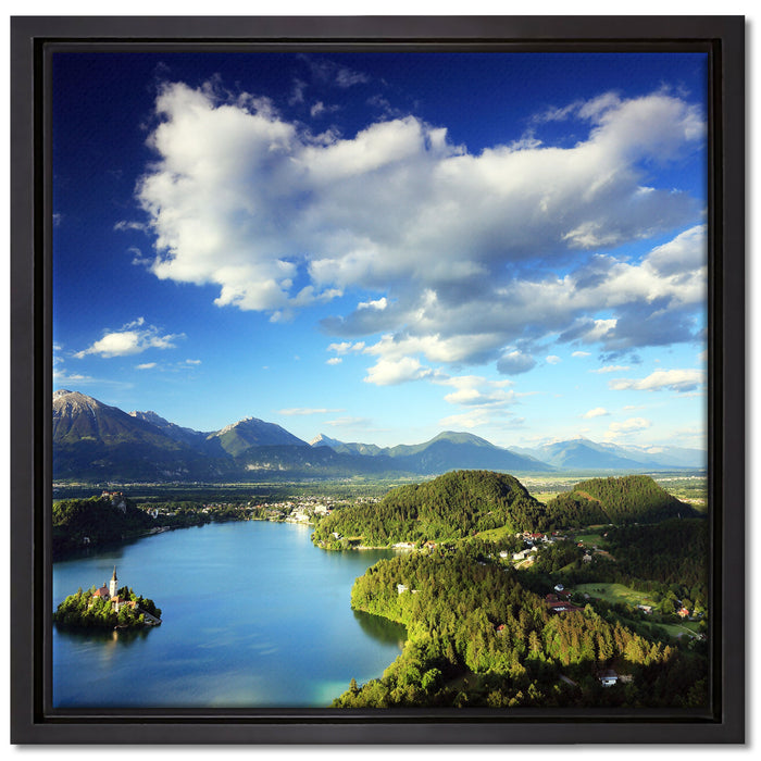 Atemberaubende Seen Landschaft auf Leinwandbild Quadratisch gerahmt Größe 40x40