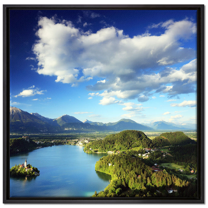 Atemberaubende Seen Landschaft auf Leinwandbild Quadratisch gerahmt Größe 70x70