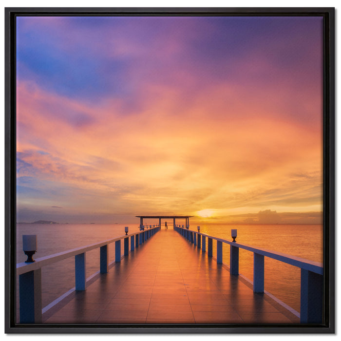 Langer Steg mit verträumtem Himmel auf Leinwandbild Quadratisch gerahmt Größe 70x70
