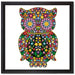 Eule aus Blumen Ornamenten auf Leinwandbild Quadratisch gerahmt Größe 40x40