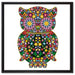 Eule aus Blumen Ornamenten auf Leinwandbild Quadratisch gerahmt Größe 60x60