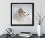 Anmutiger Polarfuchs im Schnee  auf Leinwandbild Quadratisch gerahmt mit Kirschblüten