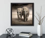 Zwei Elefanten in Steppe  auf Leinwandbild Quadratisch gerahmt mit Kirschblüten