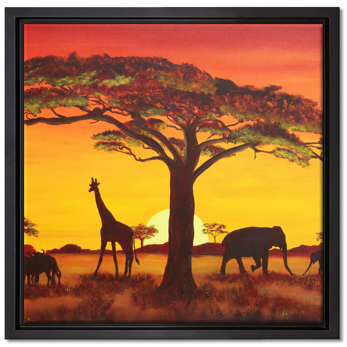 Savanne Kunst auf Leinwandbild Quadratisch gerahmt Größe 40x40