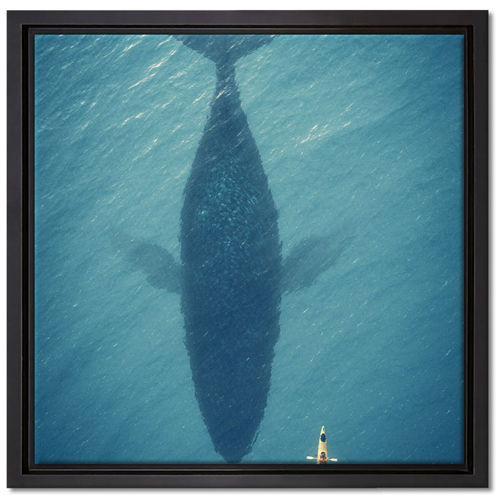 Riesiger Wal Schatten auf Leinwandbild Quadratisch gerahmt Größe 40x40