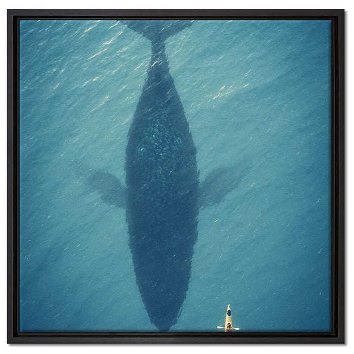 Riesiger Wal Schatten auf Leinwandbild Quadratisch gerahmt Größe 60x60