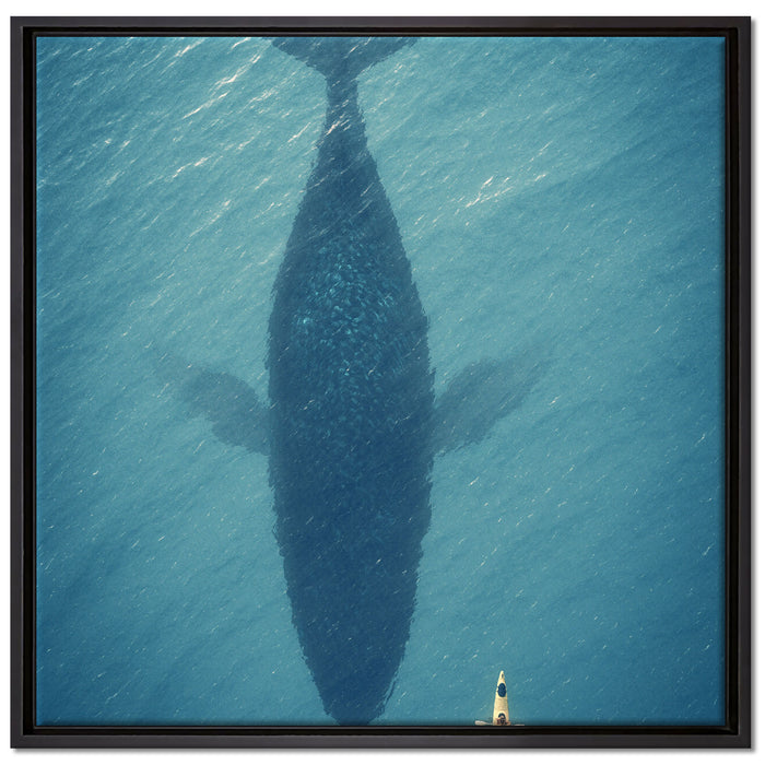 Riesiger Wal Schatten auf Leinwandbild Quadratisch gerahmt Größe 70x70