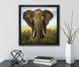 Imposanter Elefant  auf Leinwandbild Quadratisch gerahmt mit Kirschblüten