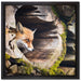 Fuchs im Baumstamm auf Leinwandbild Quadratisch gerahmt Größe 40x40