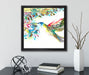 Kolibri Kunst  auf Leinwandbild Quadratisch gerahmt mit Kirschblüten